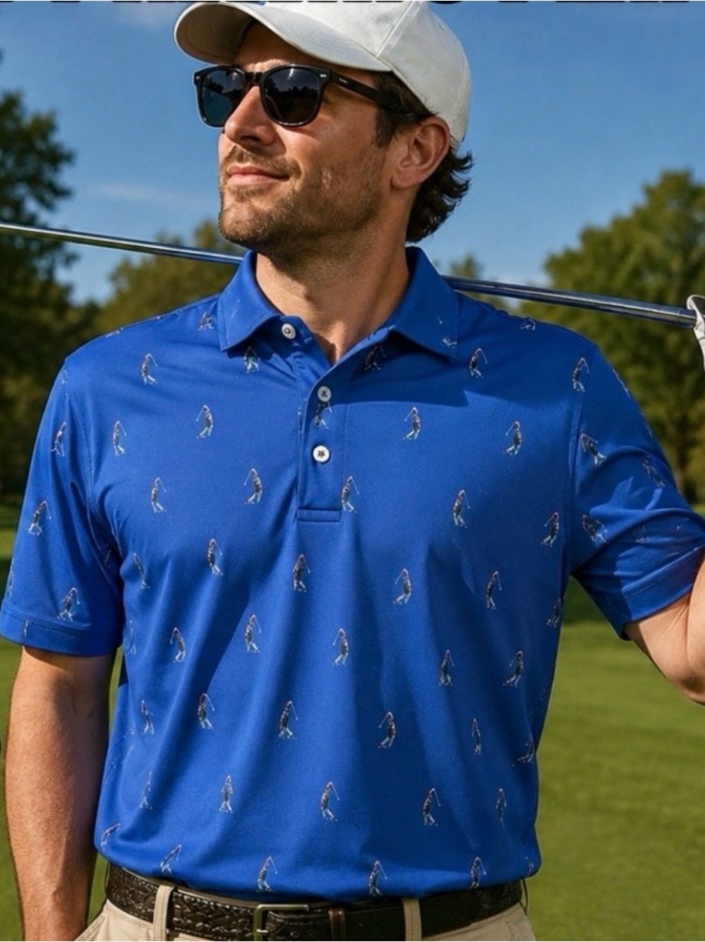 Club Room Royal Blue Polo with Pattern
